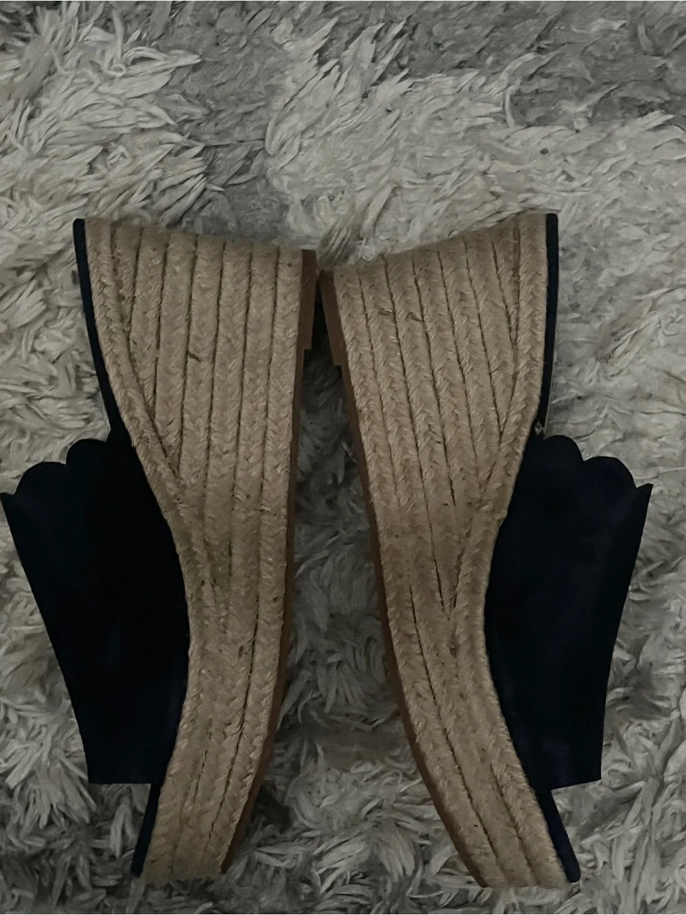 kate spade Navy Suede Scalloped Slide Platforms
